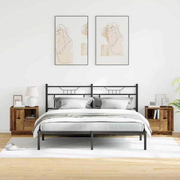 vidaXL Bedside Cabinet 2 pcs Old Wood 19.69 x 13.58 x 19.69 in