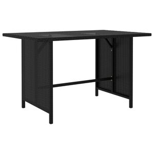 vidaXL Dining Table Black PE rattan, Powder-Coated Steel Medium Durable