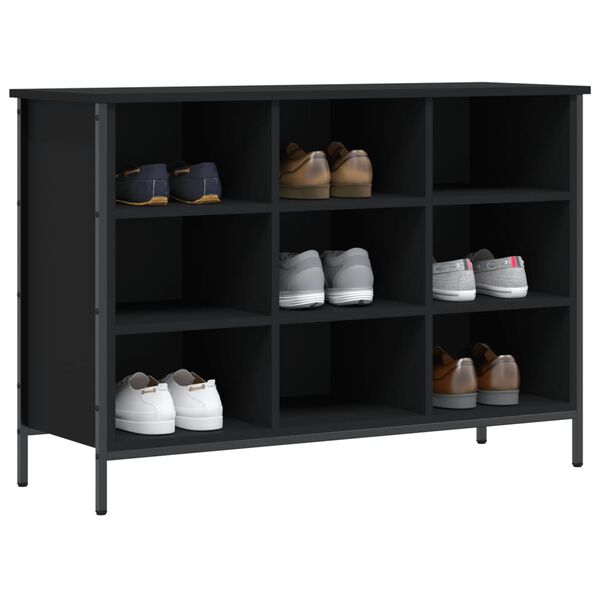 vidaXL Shoe Cabinet Black Engineered wood Shoe Cabinet Rectangular