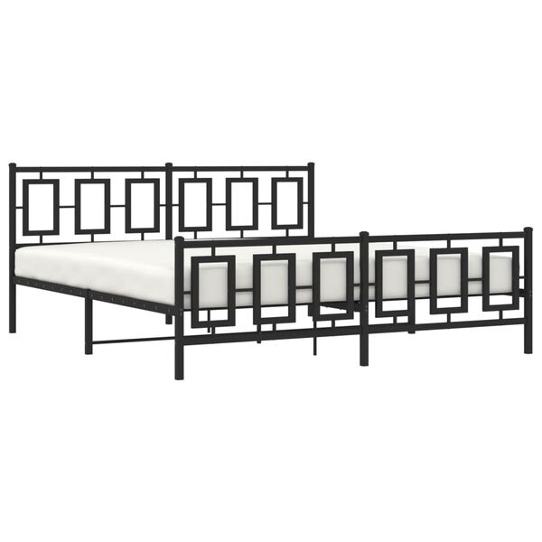 vidaXL Bed Frame Black Steel Full Bed Frame Rectangular Modern
