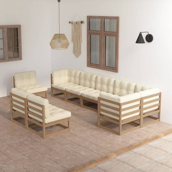 vidaXL Garden Lounge Set Honey brown Solid pine wood, polyester Large