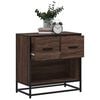 vidaXL Nightstand Brown Oak Engineered Wood, Metal Standard Nightstand