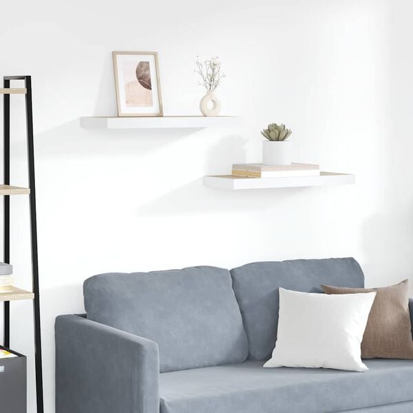 vidaXL Wall Shelf Set of 2 Oak and white Honeycomb MDF 23.6x9.3x1.5 in