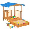 vidaXL Playhouse With Sandbox Natural with blue roof Fir wood Medium