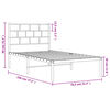 vidaXL Metal Bed Frame White Powder-Coated Steel Twin Metal Bed Frame