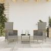vidaXL Garden Dining Set Grey PE rattan 3 Piece Set