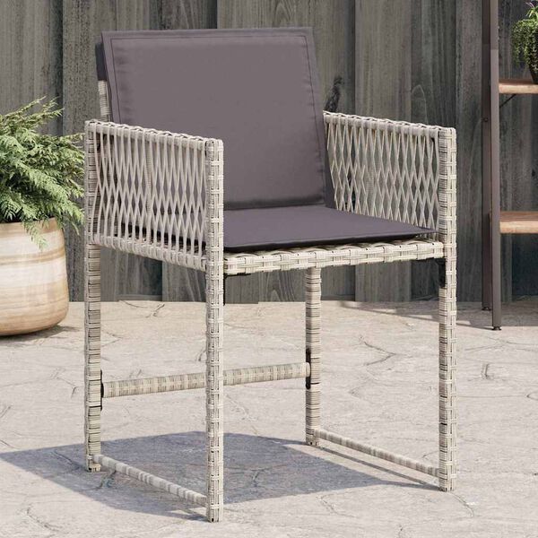 vidaXL Garden Chair Set of 4 Light Grey PE Rattan 19.9 x 21.3 x 31.1 in
