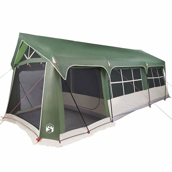 vidaXL Family Tent Green and White 244.09 x 126.77 x 94.49 in