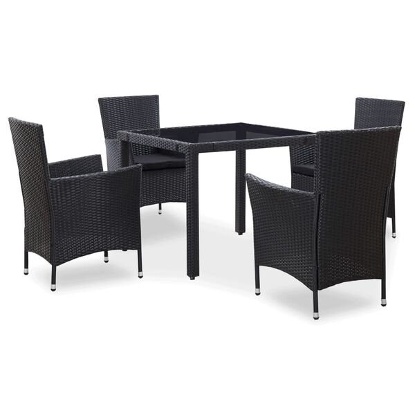 vidaXL Garden Table And Chair Black