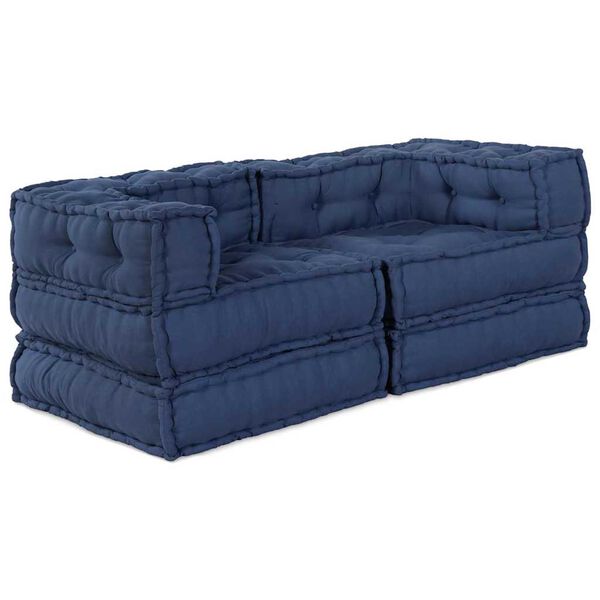 vidaXL Modular Sofa 2 pcs Indigo 55.12 x 27.56 x 22.05 in Fabric