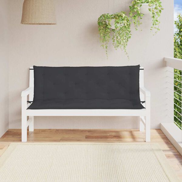 vidaXL Garden Bench Cushion Set of 2 Black Oxford fabric (100% polyester)