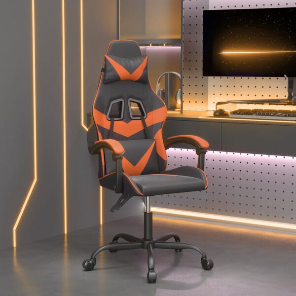 vidaXL Gaming Chair Black and Orange Faux Leather