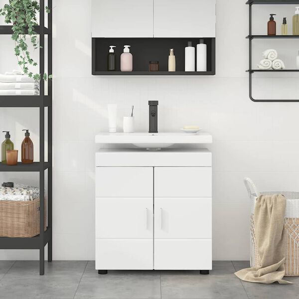 vidaXL Bathroom Cabinet Set TULUM White 23.62 x 13.39 x 24.80 in