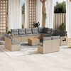 vidaXL Garden Sofa Set Mix Beige PE Rattan Large Foldable