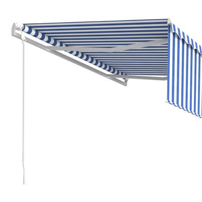 vidaXL Automatic Retractable Awning with Blind 13.1'x9.8' Blue&White