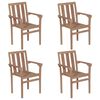 vidaXL Stackable Chair Set of 4 Cream Teak wood, 100% polyester