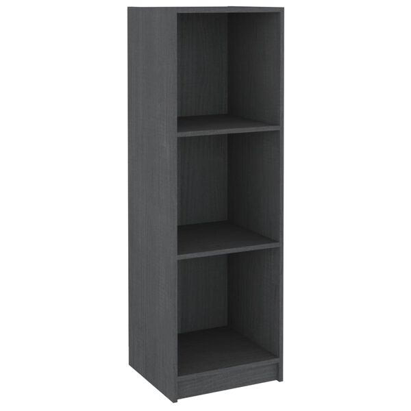 vidaXL Book Cabinet Grey Solid Pinewood Compact Book Cabinet