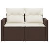 vidaXL Garden Sofa Brown and cream white PE rattan 2-seater Modular