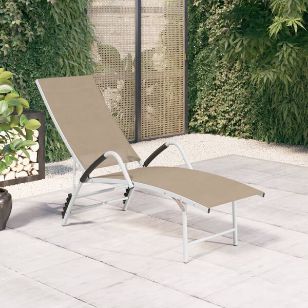 vidaXL Sun Lounger Cream Aluminum Extra High Adjustable Armrests