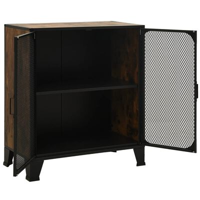 vidaXL Storage Cabinets 2 pcs Rustic Brown 28.3"x14.2"x32.3" Metal and MDF