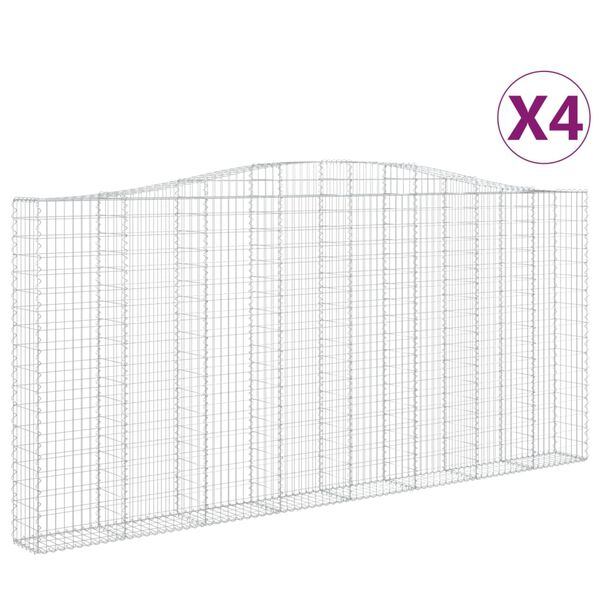 vidaXL Arched Gabion Baskets 4 pcs 157.5x11.8x180/200" Galvanised Iron