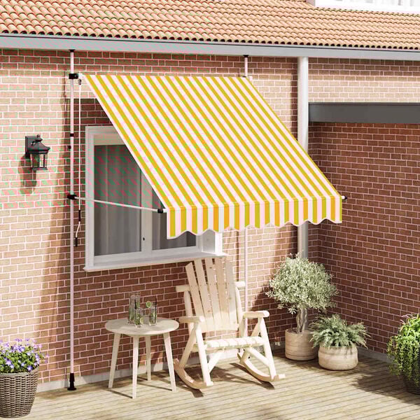 vidaXL Retractable Awning Orange and White Stripes