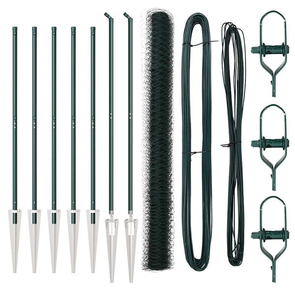 vidaXL Fence Post Green 32.81 x 4.92 ft (1.42 in mesh) Steel and PVC