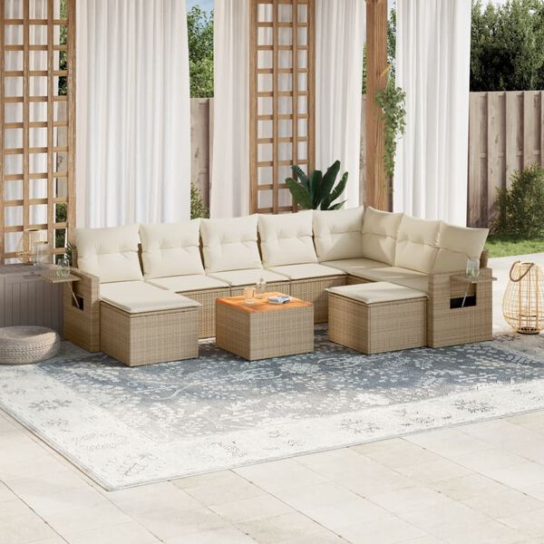 vidaXL Garden Sofa Set Beige with Cream White Cushions