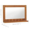 vidaXL Wall Mirror Natural Teak Solid Teak Wood 23.6 in Wall Mounting