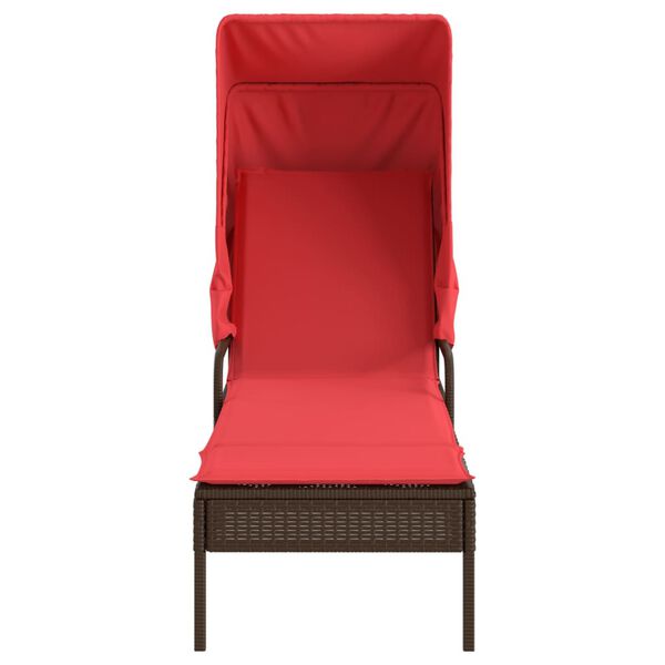 vidaXL Patio Sun Lounger Brown PE Rattan L Multi-Position Backrest