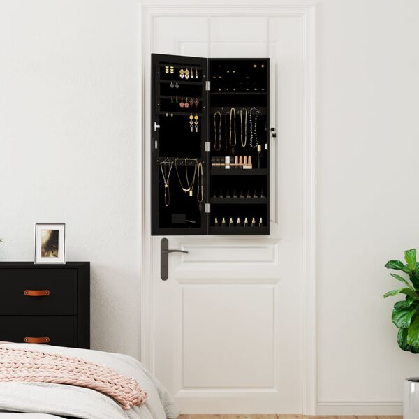 vidaXL Mirror Jewellery Cabinet Black