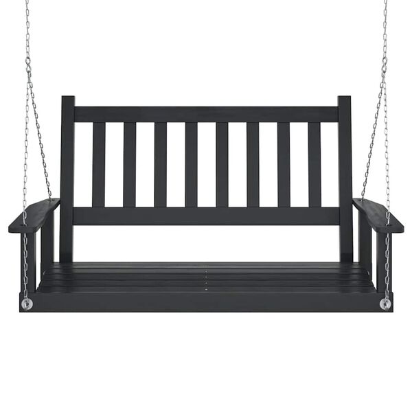 vidaXL Garden Swing Bench Black Solid fir wood, galvanized iron Standard