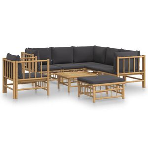 vidaXL Garden Lounge Set Dark Grey Bamboo Large Modular
