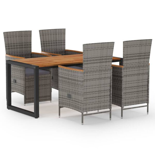 vidaXL 5 Piece Patio Dining Set Gray