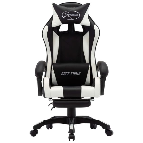 vidaXL Racing Chair White and black Faux leather, PVC, polyester, cotton