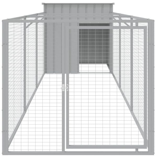 vidaXL Dog House Light grey Galvanized Steel 43.3 x 159.4 x 43.3 in