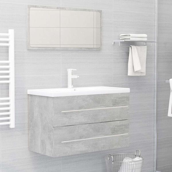 vidaXL Bathroom Furniture Set Concrete Grey Engineered Wood