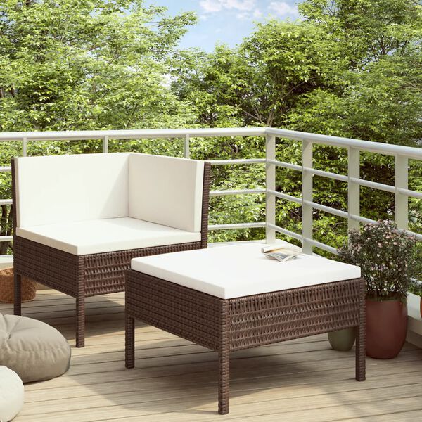 vidaXL Garden Furniture Set Brown and Cream White