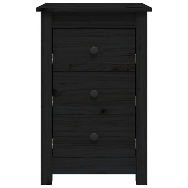 vidaXL Bedside Cabinet Set of 2 Black Solid pine wood Medium