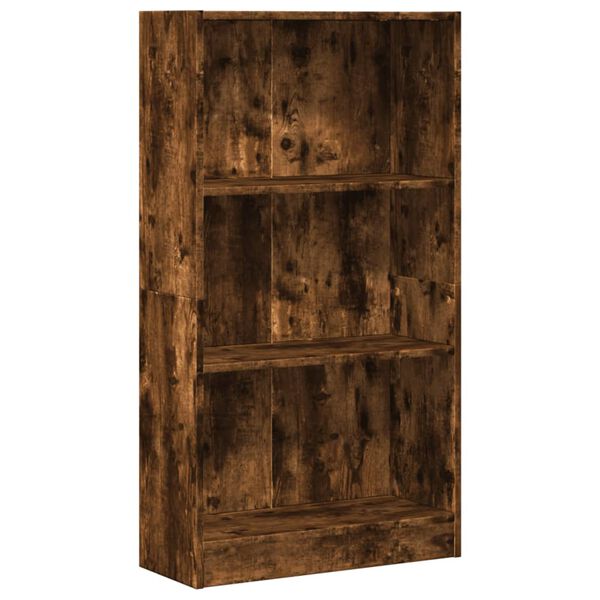 vidaXL Bookcase Smoked Oak Engineered Wood 23.6x9.4x42.9 in Bookcase