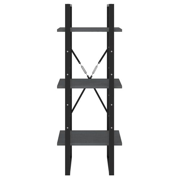 vidaXL Book Cabinet Grey Solid pinewood Medium Book Cabinet