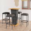 vidaXL Garden Bar Set Grey PE rattan, powder-coated steel, solid acacia wood