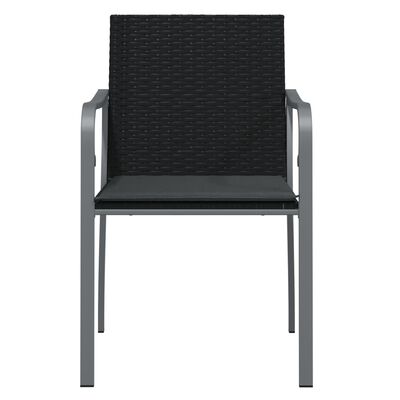 vidaXL Patio Chairs with Cushions 4 pcs Black 22"x23.2"x33.1" Poly Rattan