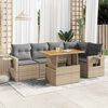 vidaXL Garden Sofa Set Beige PE rattan Large Adjustable Armrests