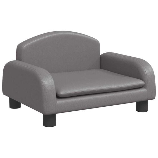 vidaXL Kids Sofa Grey Faux leather, solid pine wood, foam Mini Durable
