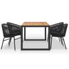 vidaXL 5 Piece Patio Dining Set Solid Acacia Wood and PVC Rattan