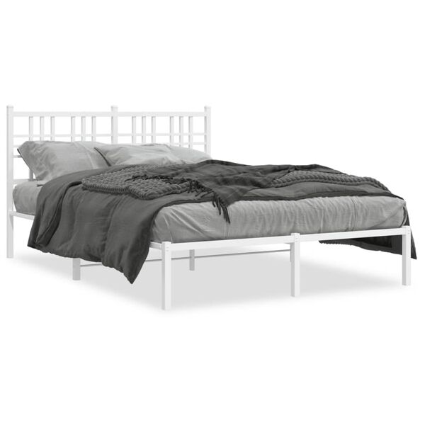 vidaXL Bed Frame White Steel 47.2x78.7 in Bed Frame Rectangular