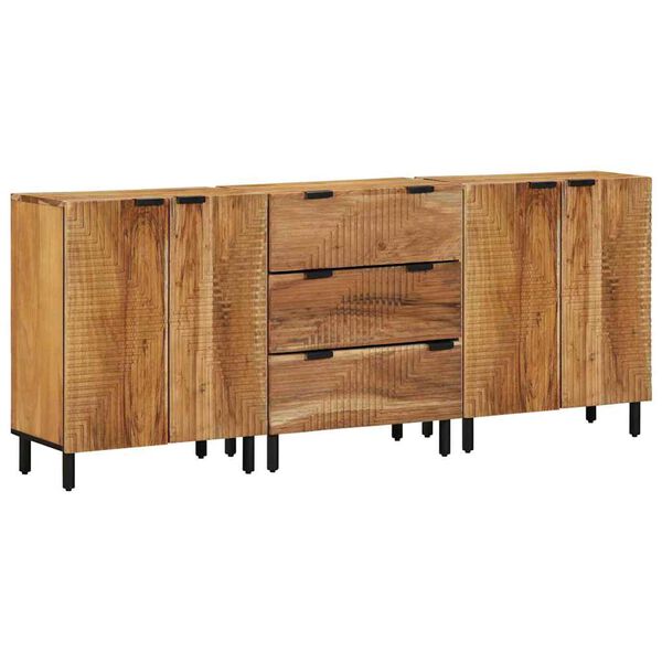 vidaXL Sideboard 3 pcs Brown 23.6" x 13" x 29.5" Solid Acacia wood