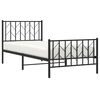 vidaXL Bed Frame Black Powder-Coated Steel Single Bed Frame