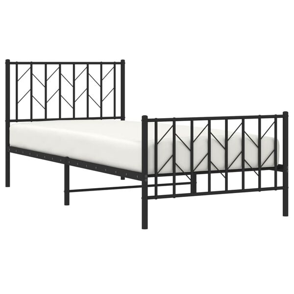 vidaXL Bed Frame Black Powder-Coated Steel Single Bed Frame